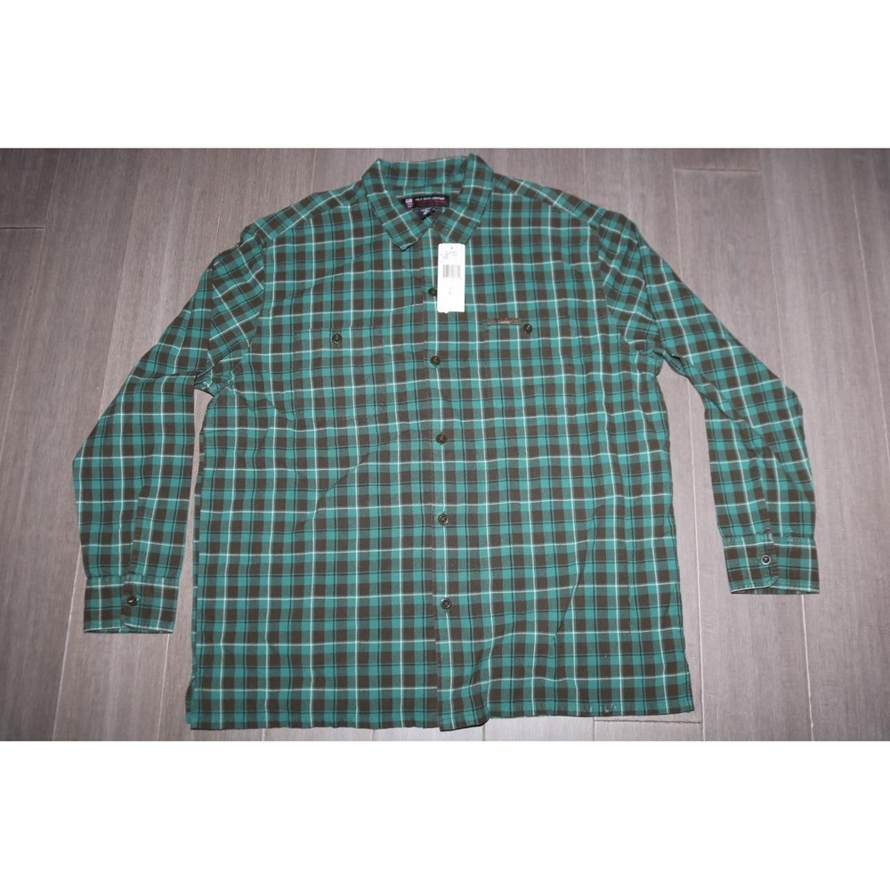 Polo Jeans Co Ralph Lauren Mens Teal Brown Plaid Cotton Button Down Shirt L NWT
